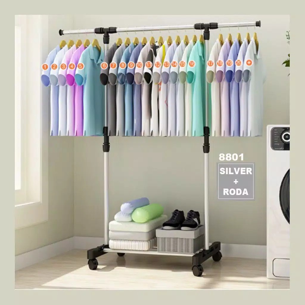 DOBLE / SINGLE POLE STANDING RACK /RAK PORTABLE