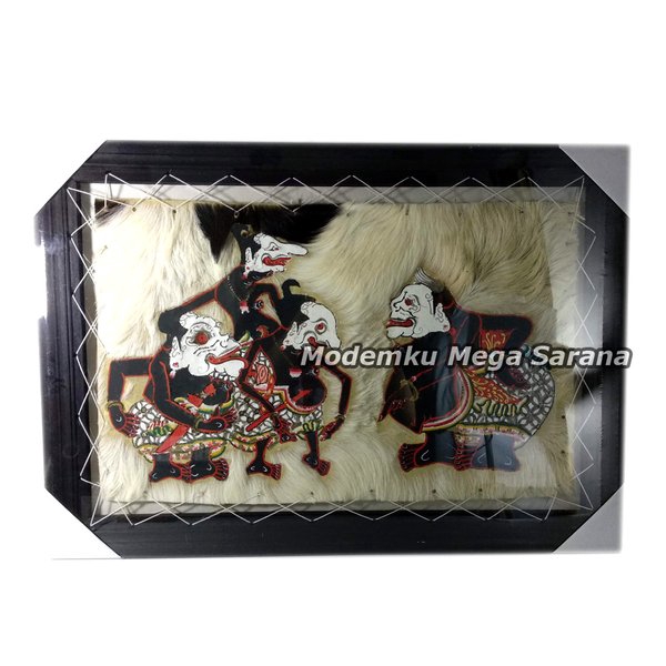 Lukisan Wayang Kulit Punokawan Bagong Semar Gareng Petruk Kulit Kambing - 70x50 cm