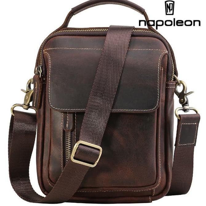 Tas Selempang Kecil Pria Kulit Asli (Mustang Coffe - Napoleon) Maroonlylyo