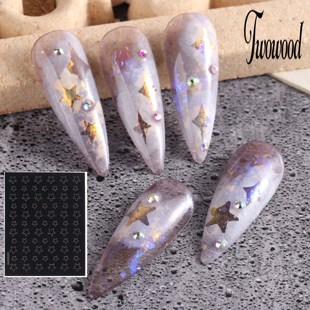 2pcs Stiker Kuku Desain Butterfly Star Heart Line Ramah Lingkungan Untuk Manicure Wanita