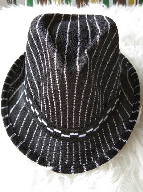 Topi fedora anak strip