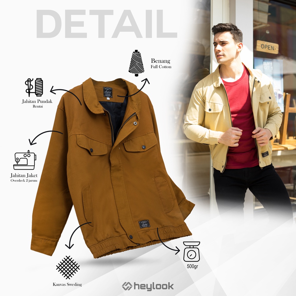 HEYLOOK Project - Jaket Canvas Pria Jaket FLIGHT Jaket Casual Pria Parka Kanvas Pria Distro