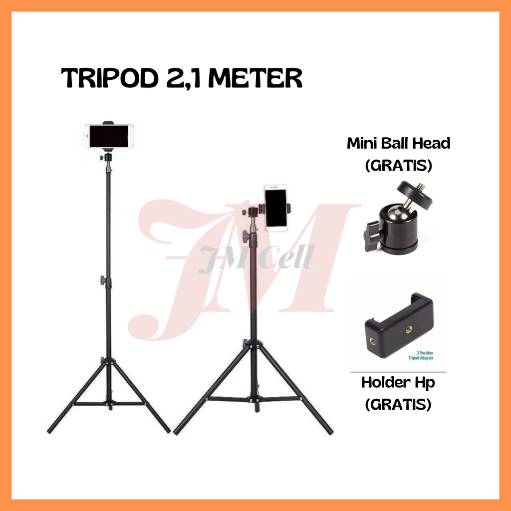 JM Tripod Hp 2 Meter Holder Hp Kamera Ring Light Handphone Original Besi 2,1m 2.1 m Free Holder Prem