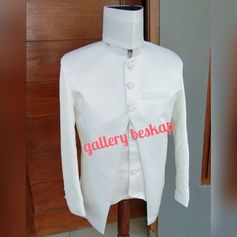 READY Basofi  pengantin kancing 3 polos akad / beskap asraf pengantin / jas akad