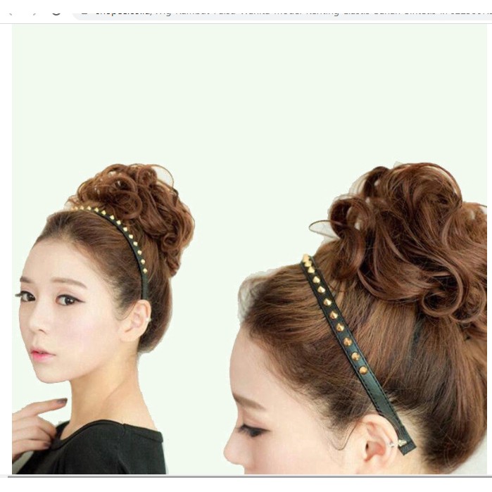 rambut palsu/wig cepol rambut praktis/Sanggul Curly Praktis