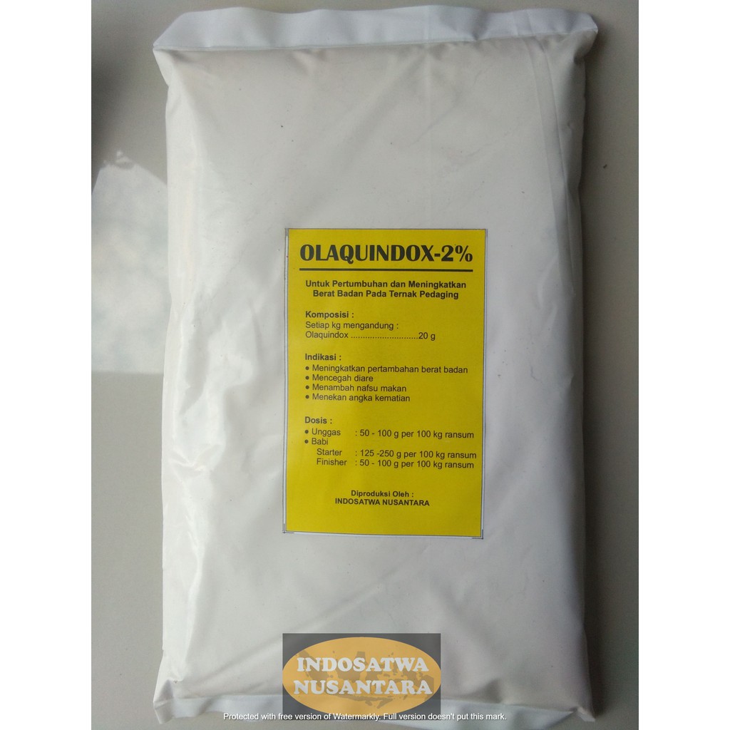 AGP BROILER OLAQUINDOX 2% 1 KG  AYAM PEDAGING LAYER BABI