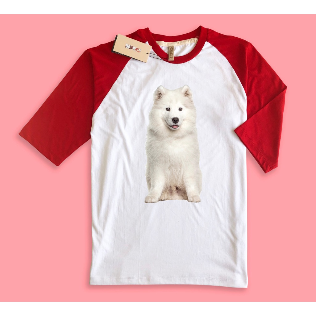 Kaos Raglan Anjing Dog Breed Samoyed