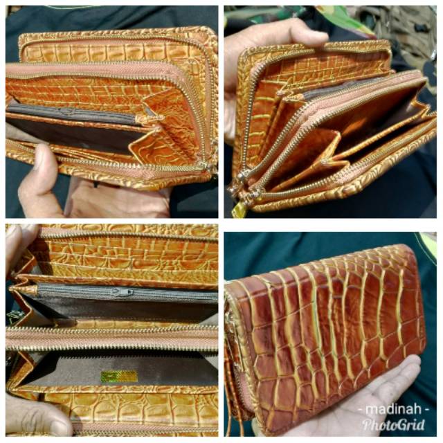 Dompet Kulit Buaya Cewek Model Duo Resleting Besar Shopee Indonesia