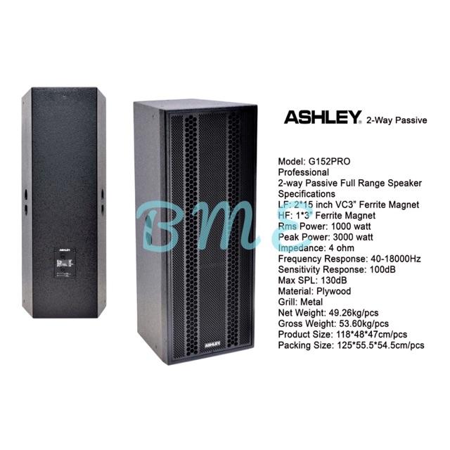 Speaker Pasif Ashley G152PRO 1 pcs 2way ORIGINAL
