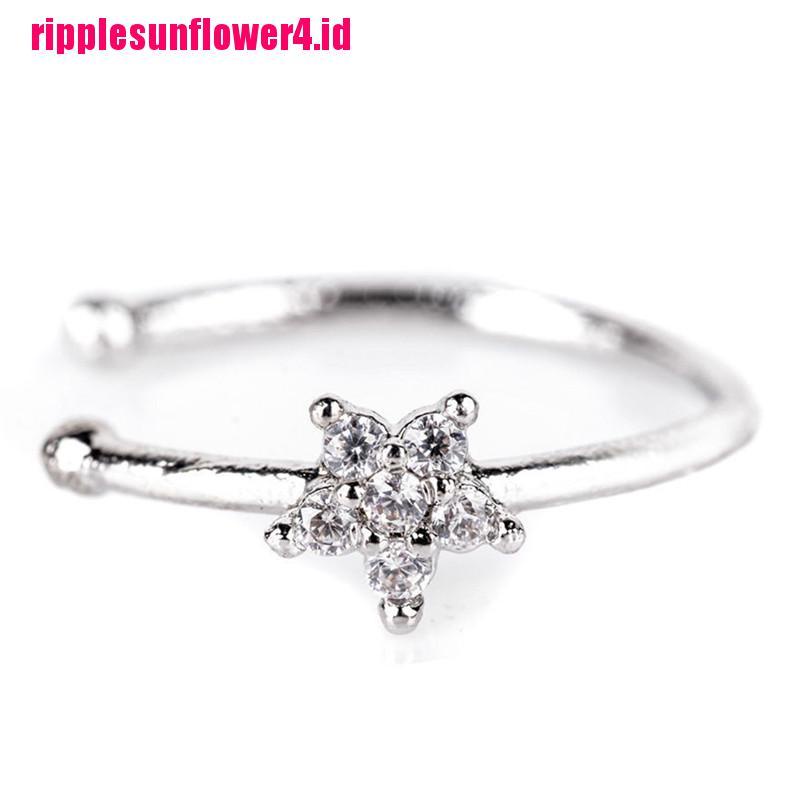 Cincin Hoop Hidung Bahan Stainless Steel Aksen Kristal