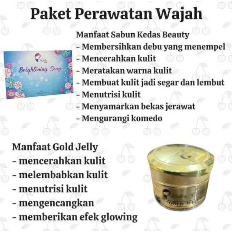 PAKET KEDAS BEAUTY 4IN1 SABUN BRIGHTENING/GOLD JELLY/SCRUB/BODY LOTION KEDAS BEAUTY BPOM