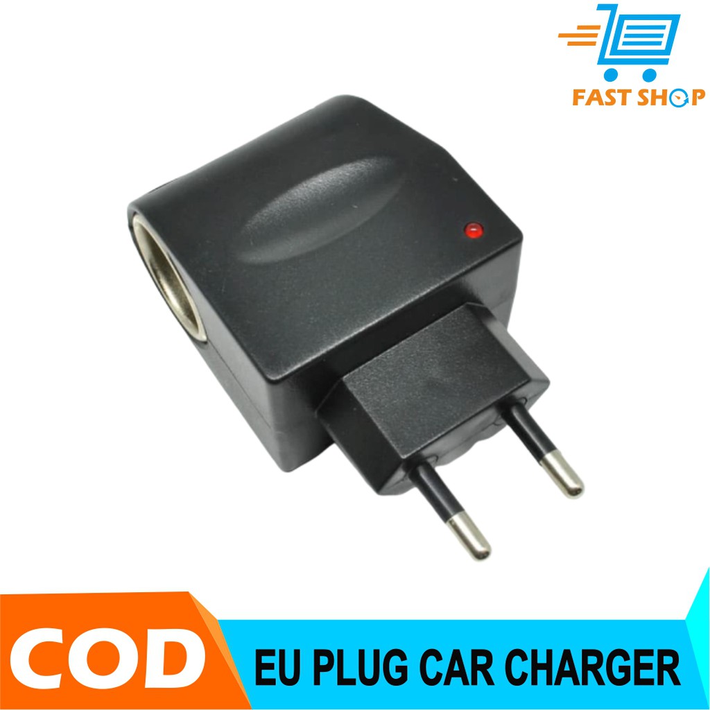 Adaptor AC-DC Car Charger Switch 12V 1A EU Plug - Black