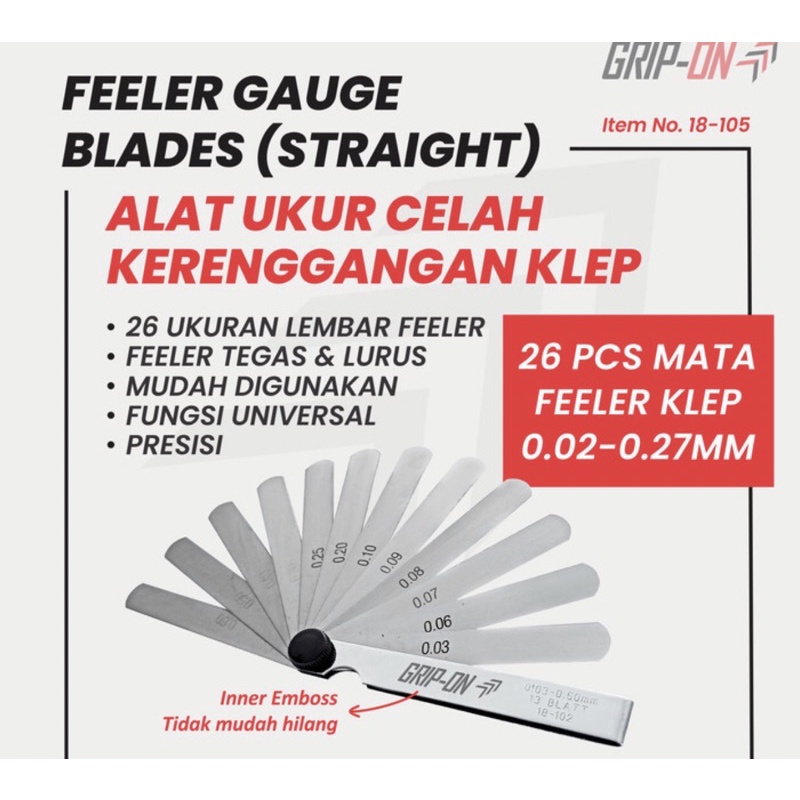 GRIP ON FEELER GAUGE 26 BLADE 0,02-0,27 mm FULLER GRIP ON 26 blade