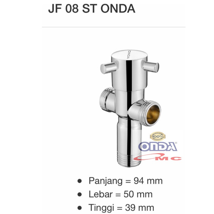 Stop Kran Keran Air Cabang T Shower WC 1/2 Inch ONDA JF-08-ST-1P2