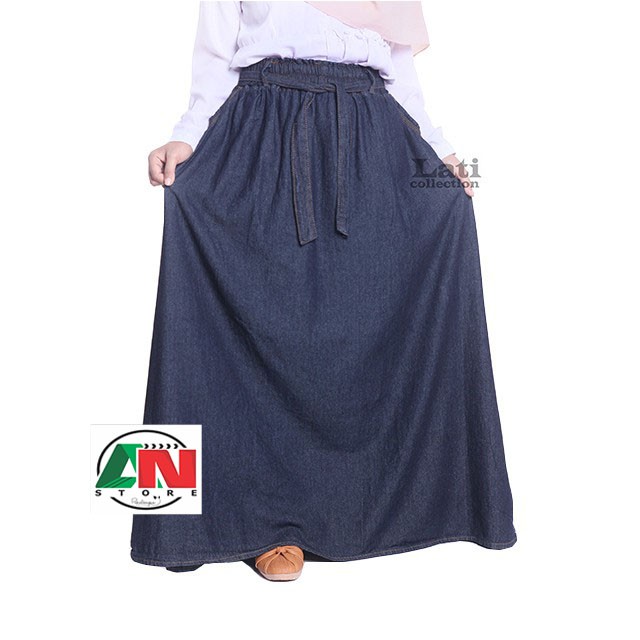 ROK JEANS JUMBO / ROK JEANS PANJANG /ROK DENIM JUMBO LINE A / ROK WANITA DEWASA BIG SIZE