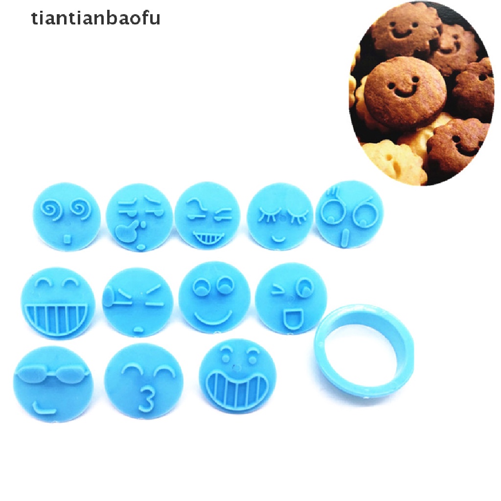 13pcs Cetakan Kue / Biskuit / Fondant Bentuk Wajah Tersenyum Untuk Dekorasi