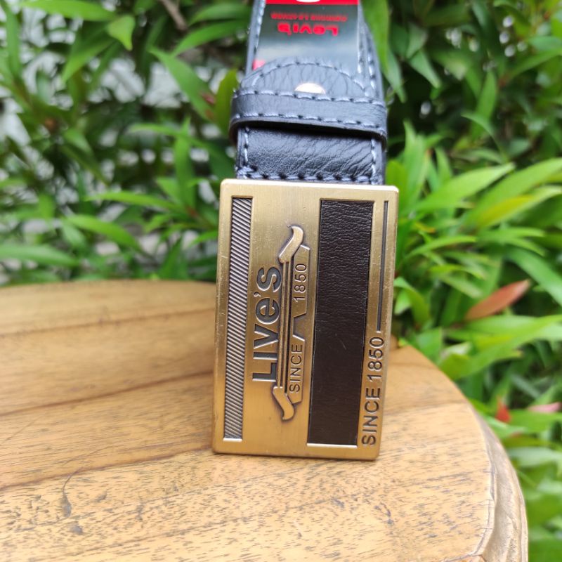 Gesper LIVE'S Kuningan Ikat Pinggang Pria lapis Kulit Cantol Mewah Sabuk Pria Semi Kulit High Class