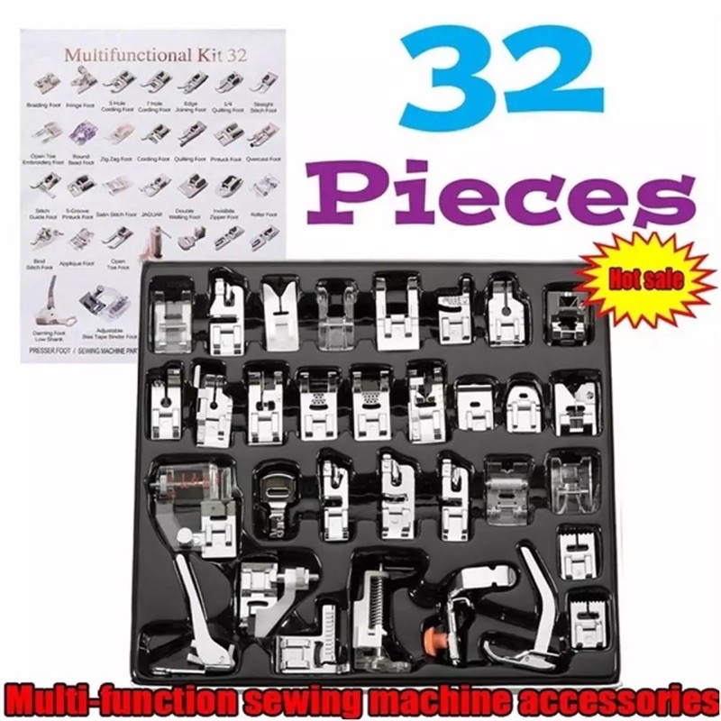 PAKET KOMPLIT Best Quality 32 pcs/16 pcs sepatu set mesin jahit portable rumah tangga