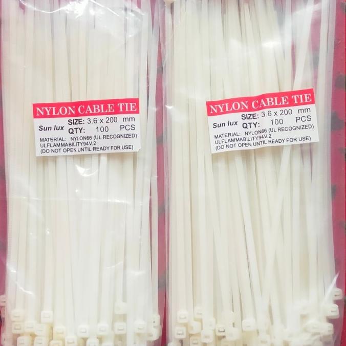 

Kabel Ties / Cable Tie 20cm x 3,6mm Putih/Hitam (Isi 100pcs)