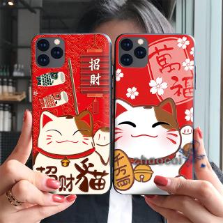 Casing Case Motif Kartun  Kucing Keberuntungan Warna  Merah  