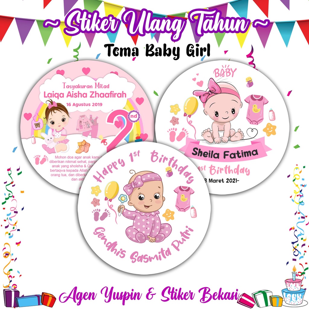 

SuperLarisStore Stiker Ultah Tema Baby Girl / Stiker Birthday Label Ulang Tahun