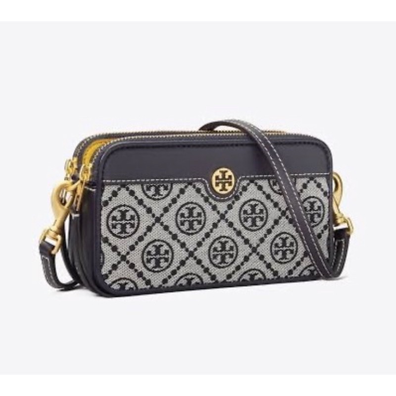 TORY BURCH T MONOGRAM JACQUARD DOUBLE ZIP MINI BAG