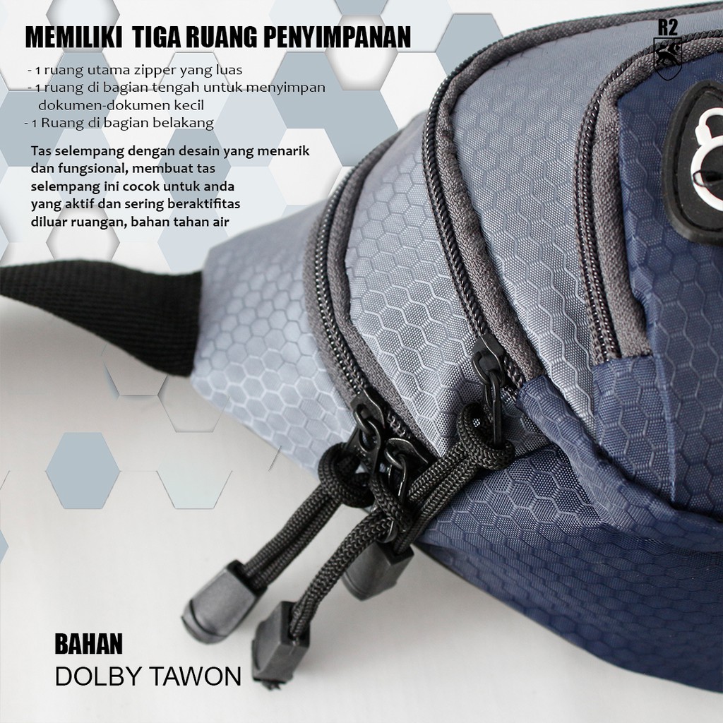 TAS SELEMPANG PRIA 2 RESLETING TAS OLAHRAGA TAS PINGGANG PRIA TAS WAISTBAG WATERPROOF PRIA R2