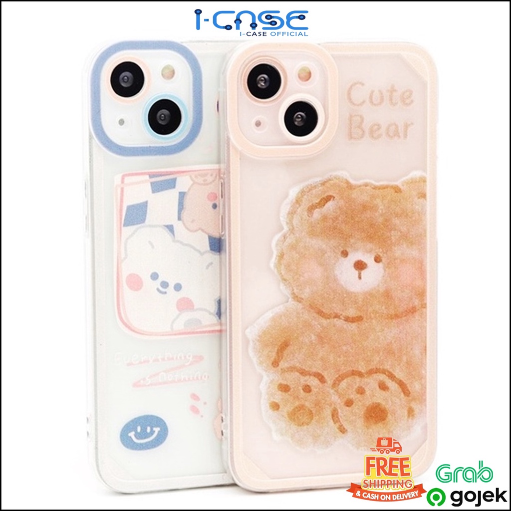 Cute Cartoon Bear Full Lens Cover Soft Case For iPhone 7 8 SE 7+ 8+ X XR XS 11 12 13 Mini Pro Max