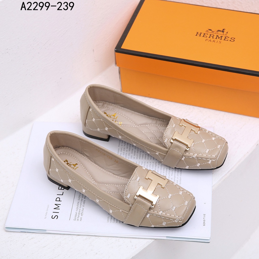 Leather H-Logo Block Heel A2299-239