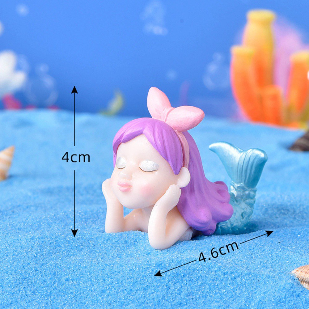 MXBEAUTY Lovely Mermaid Figurine Small Aquarium Decorative Miniature Home Accessories Hairpin Table DIY Craft Fairy Garden Micro Landscape