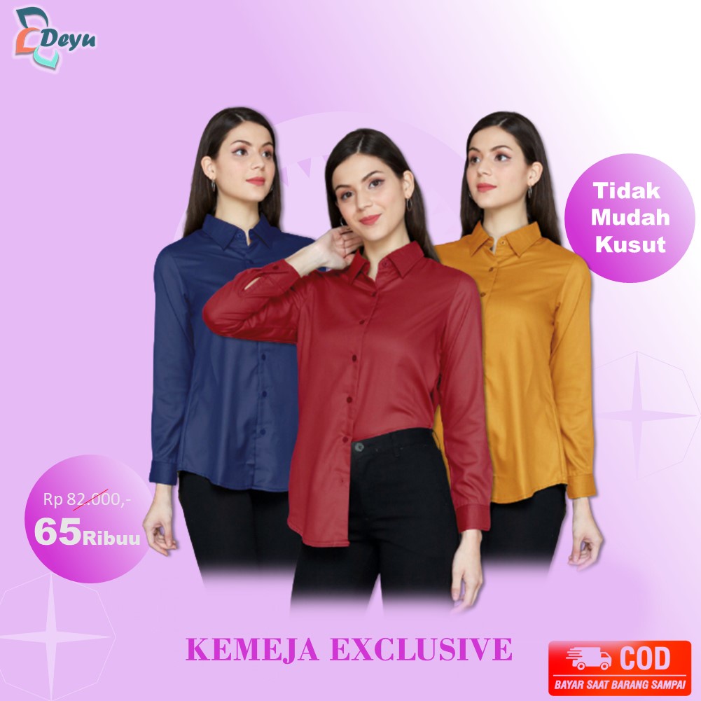 Kemeja Wanita Polos Pretty Woman Basic Streach Original Madame Sexy