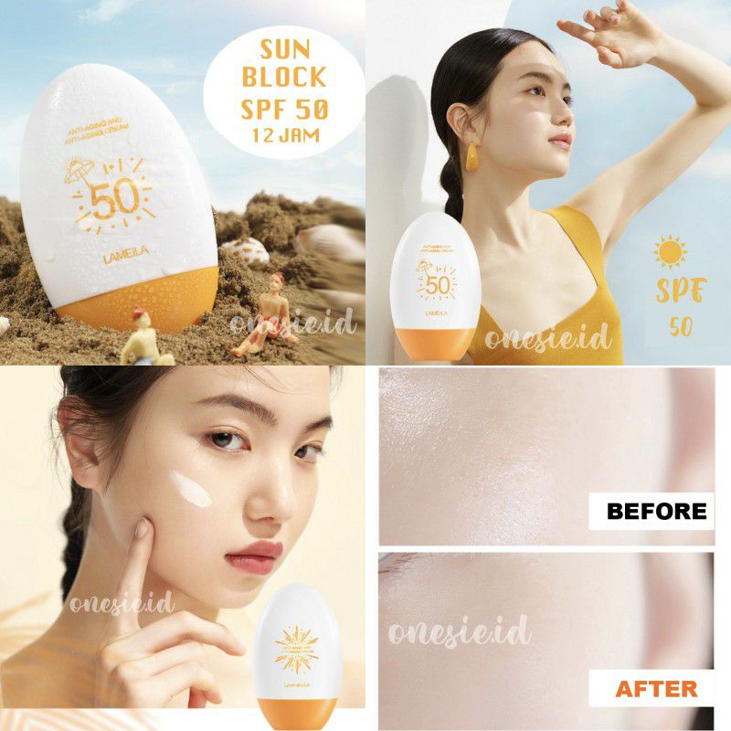 LAMEILA Sun block SPF 50 Sun screen wajah tahan 12 jam PA +++ egg sun block LA3053