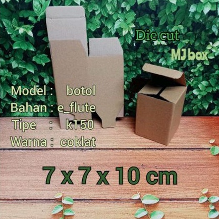 

kardus karton uk 7x7x10 cm.... box corrugated dengan potongan die cut, model kemasan botol dll.