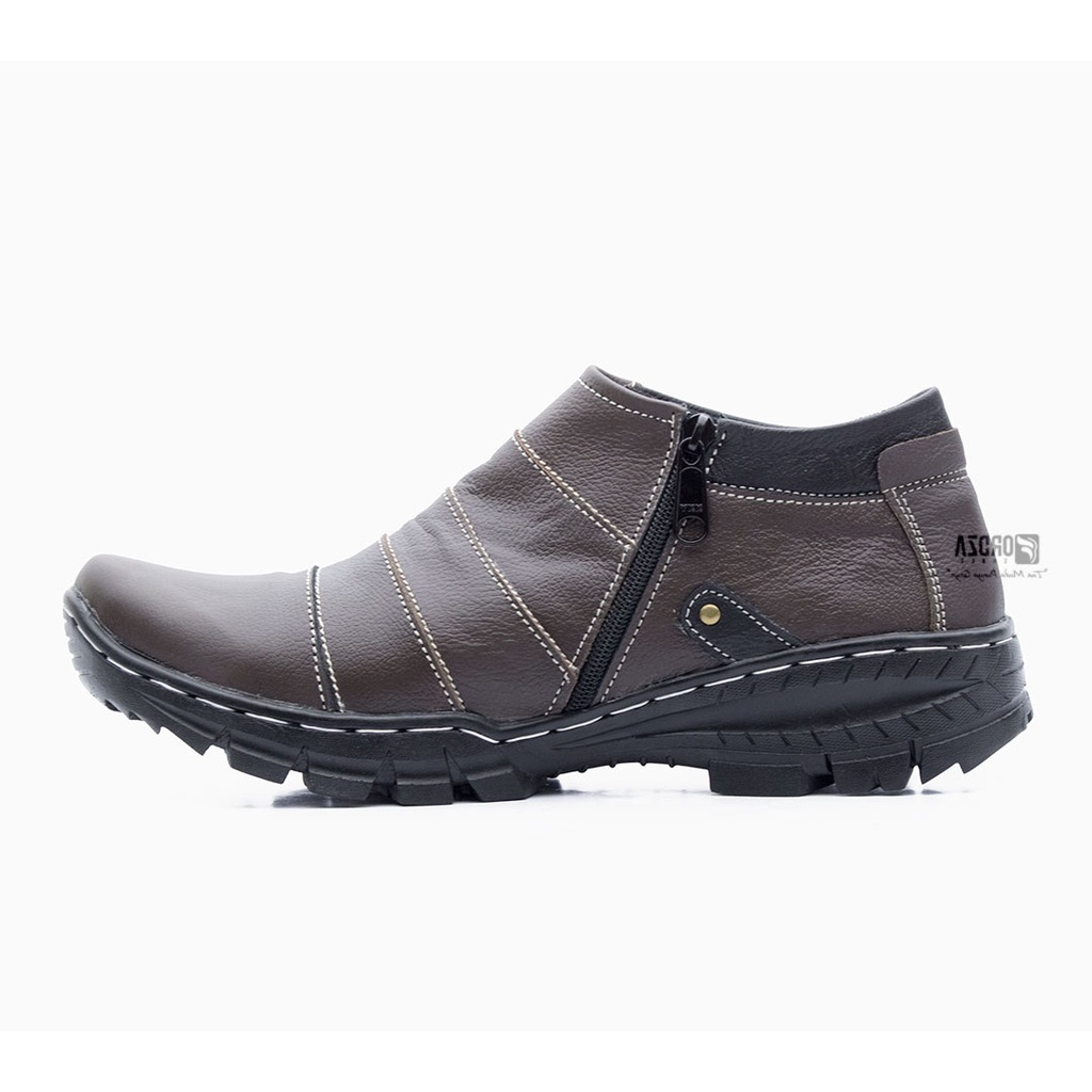 Sepatu Boot Pria Kulit Asli Boots Touring Casual Zipper Non Safety Fordza BKS07