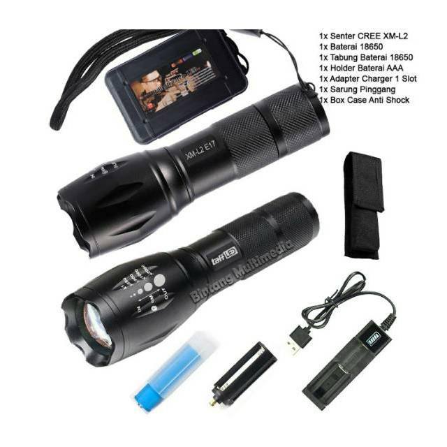 Senter LED Taffled T6 3300 Lumens Original Taffware Black