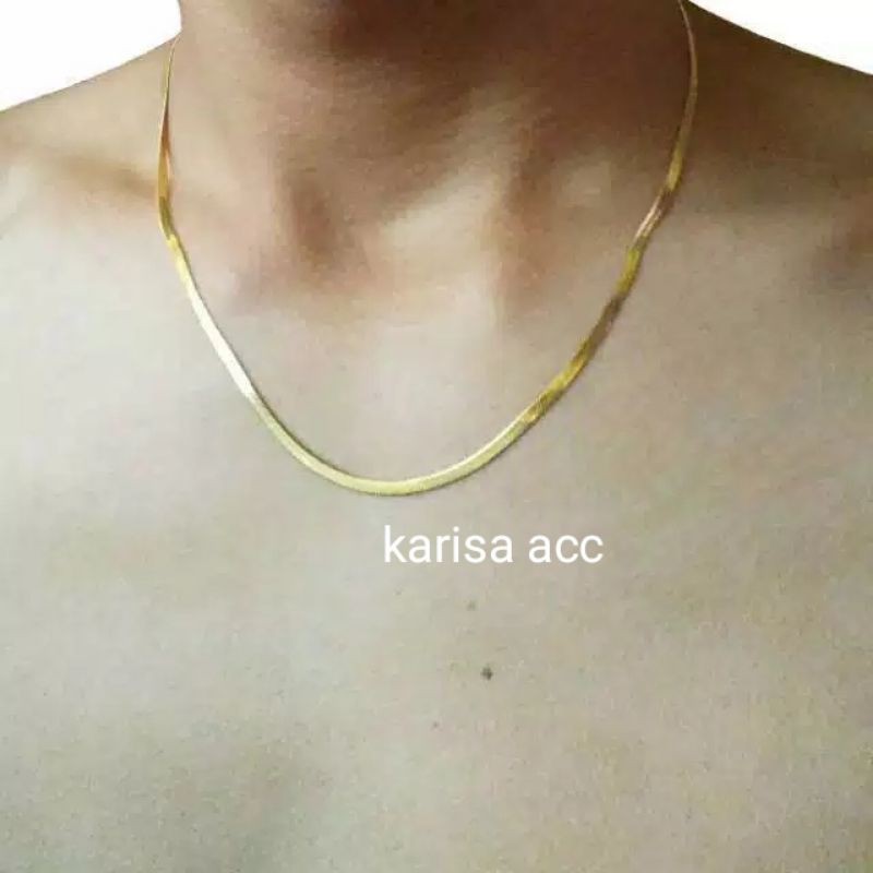 Kalung Titanium  Pipih Gold