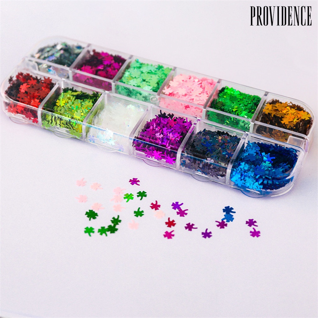 Providence 1 Box Nail Flakes Vibrant Color Temperature Resistance Nails Art Decoration Butterfly Five-pointed Star Holographic Nail Glitter Flakes for Manicure