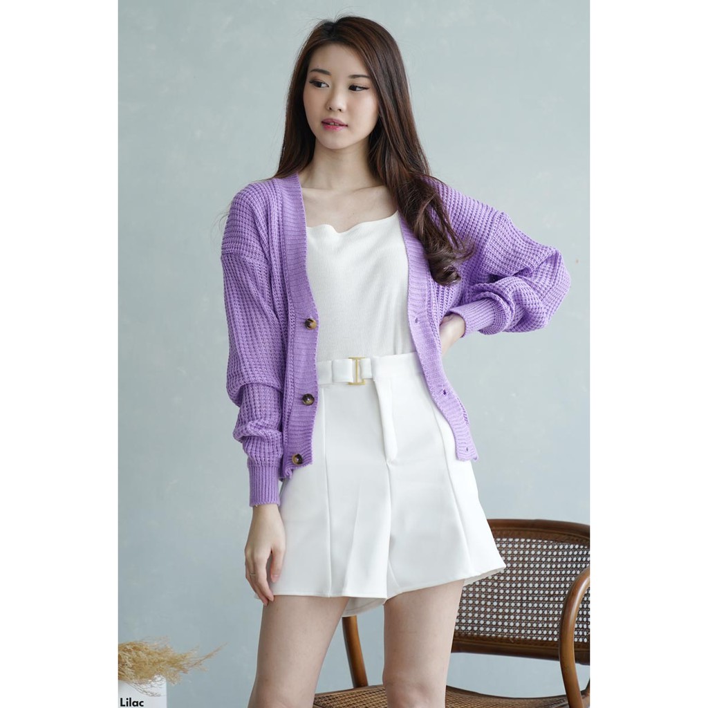 Cardigan Knit Turtleshell Atasan Wanita Top