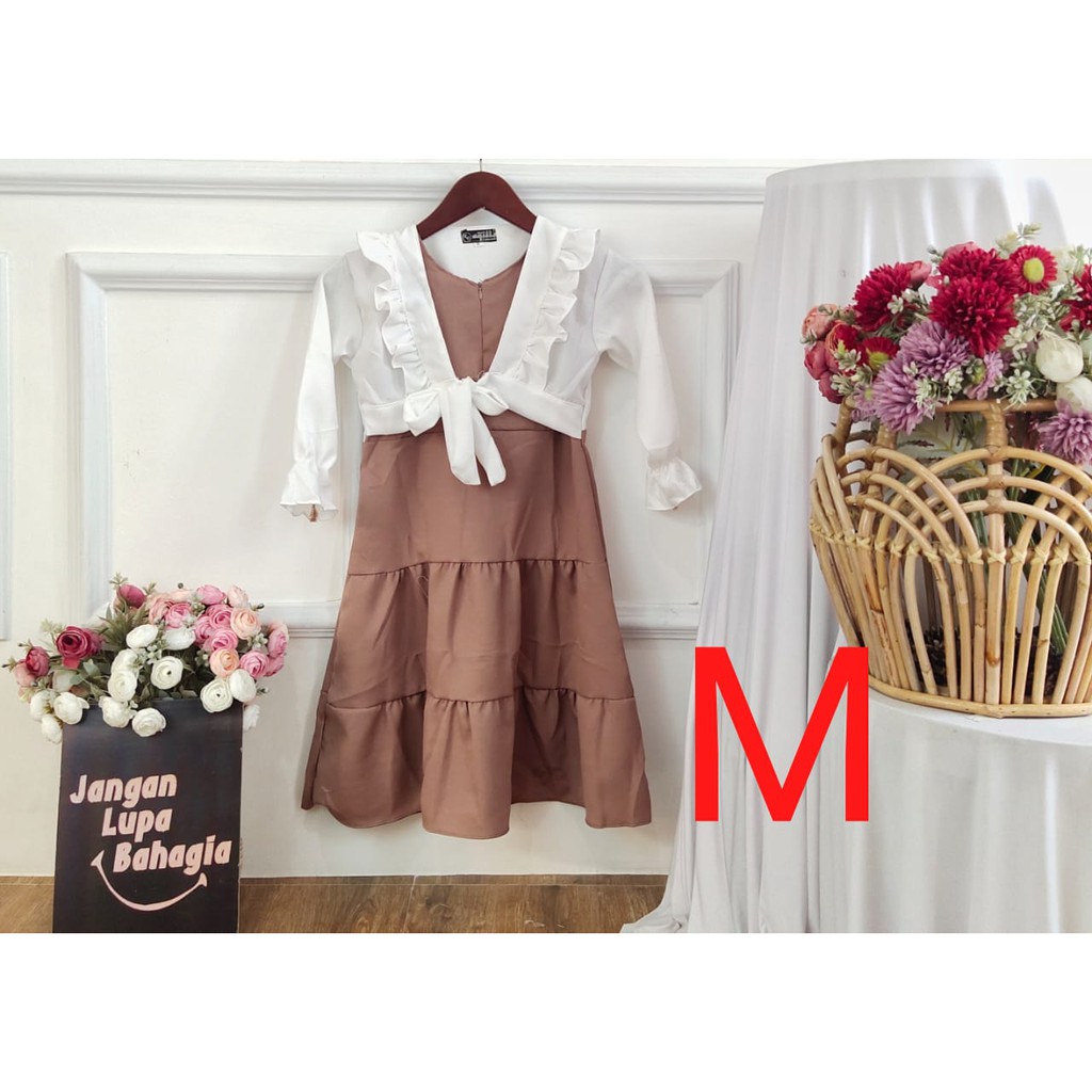 (BISA COD✔️) GAMIS IBU DAN ANAK BISA COUPLE/MODEL ROMPI POLOS/COUPLE IBU ADIK DAN KAKAK TERBARU-COKLAT M.5-6TH