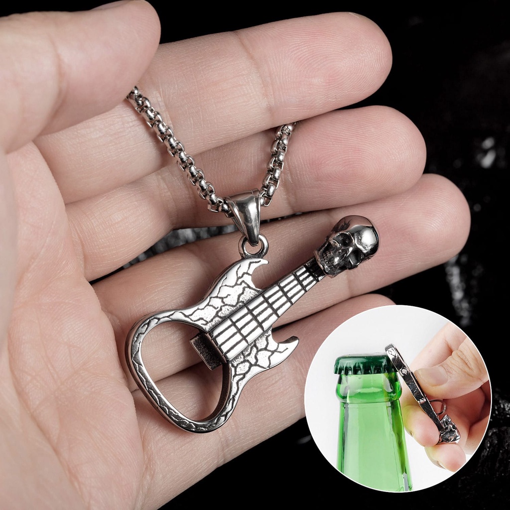 Kalung Cowok KL139 Pirates &amp; Gitar Stainless Steel 316L/ Titanium Premium Fashion Wanita Kalung unik Lucu Keren / Deluna/BB