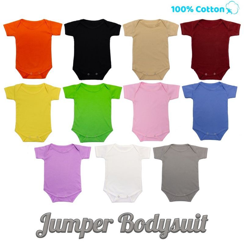 1pc Jumpsuit Warna Polos Katun, Jumper Bayi Polos 100% Cotton, Bahan Katun Motif Warna Grosir Romper