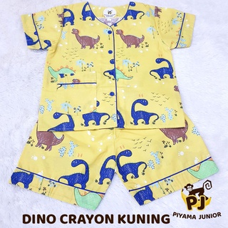  Piyama  Anak  CELANA  PENDEK  DINO CRAYON CREAM KUNING 