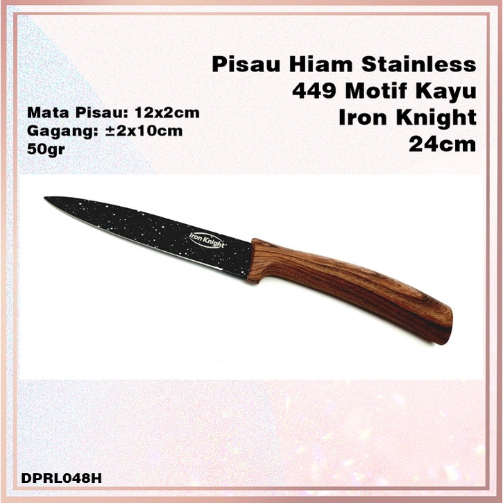 Pisau Dapur Hitam Stainless Motif Kayu 449 Iron Knight 24cm