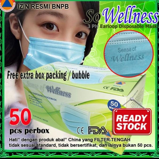 Masker Sense of wellness 50 pcs original ada emboss