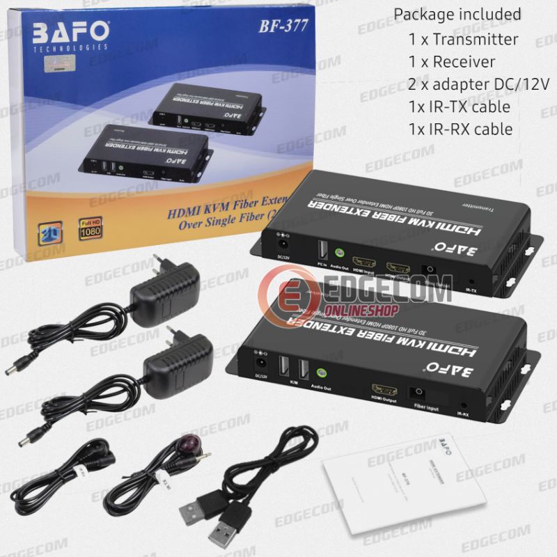 BAFO HDMI KVM Extender FO Fiber OPTIC Up to 20KM BF-377