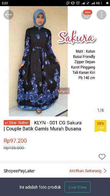 Baju Batik Couple Gamis Jumbo Murah Pasangan Modern Muslim | Klyn - 001 Cg Sakura