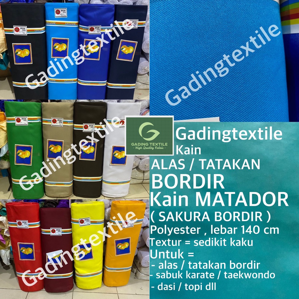 (per 1 yard ) kain SAKURA BORDIR MATADOR cap BUAH PALA alas tatakan bordir bedge bet emblem komputer sabuk karate goddie bag