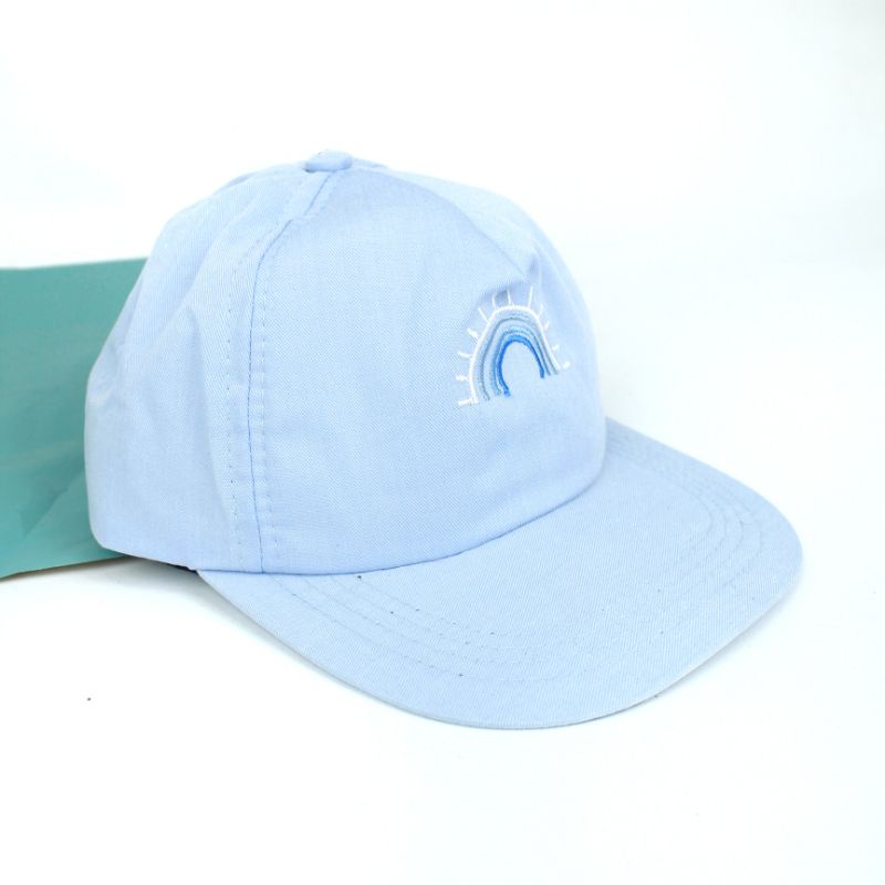 RUFFIN HAT - Topi Anak Baseball Snapback Karakter Cewek Cowok Laki Perempuan Korea Lucu Murah Bordir-Sky Blue V2
