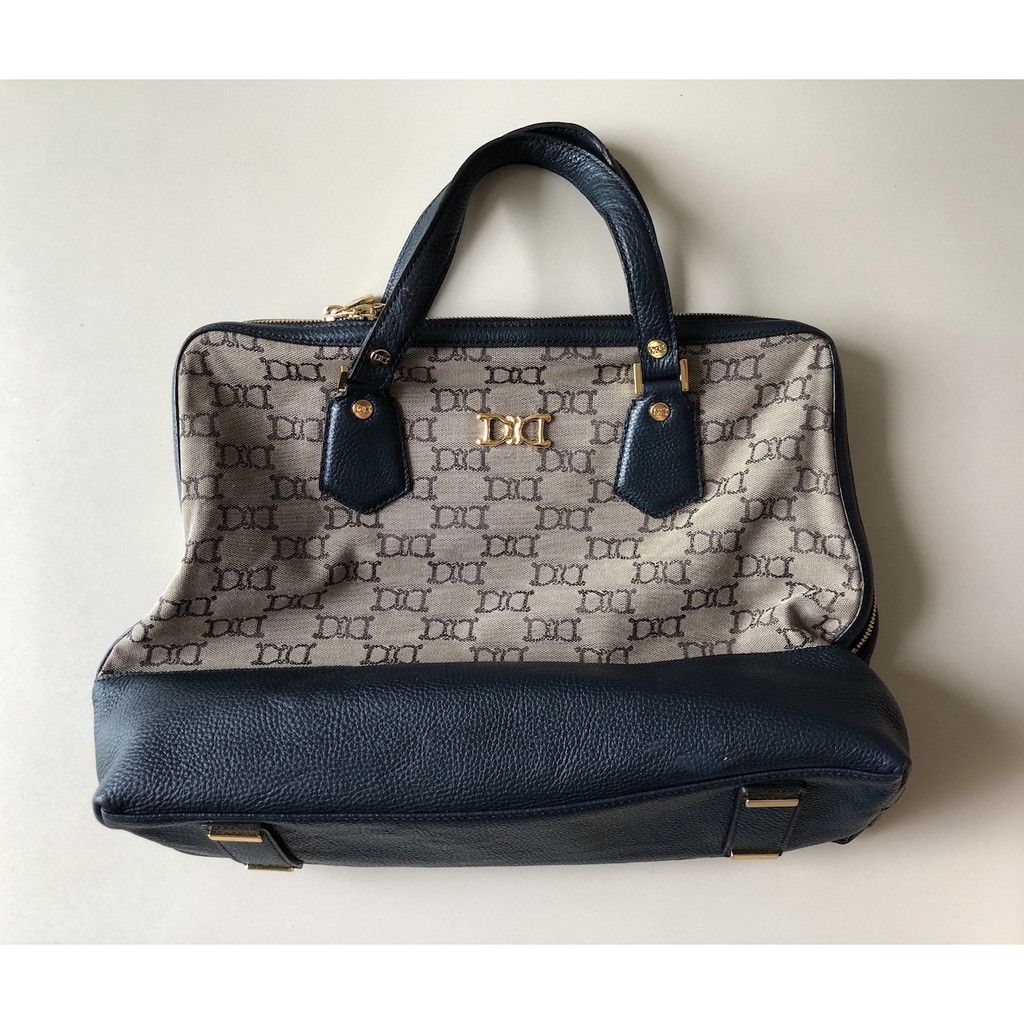 tas kerja preloved handbag merk derercuny warna biru dongker mulus