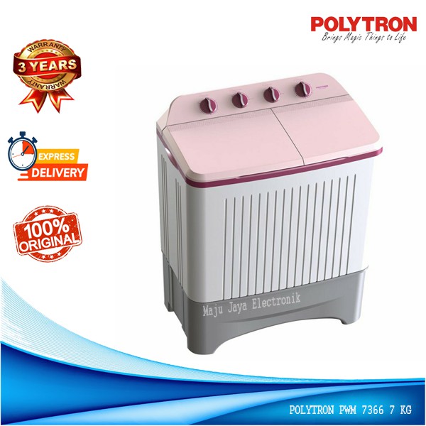 Mesin Cuci 2 Tabung Polytron PAW 7366 Cuci dan Kering Low Watt Murah 7 KG